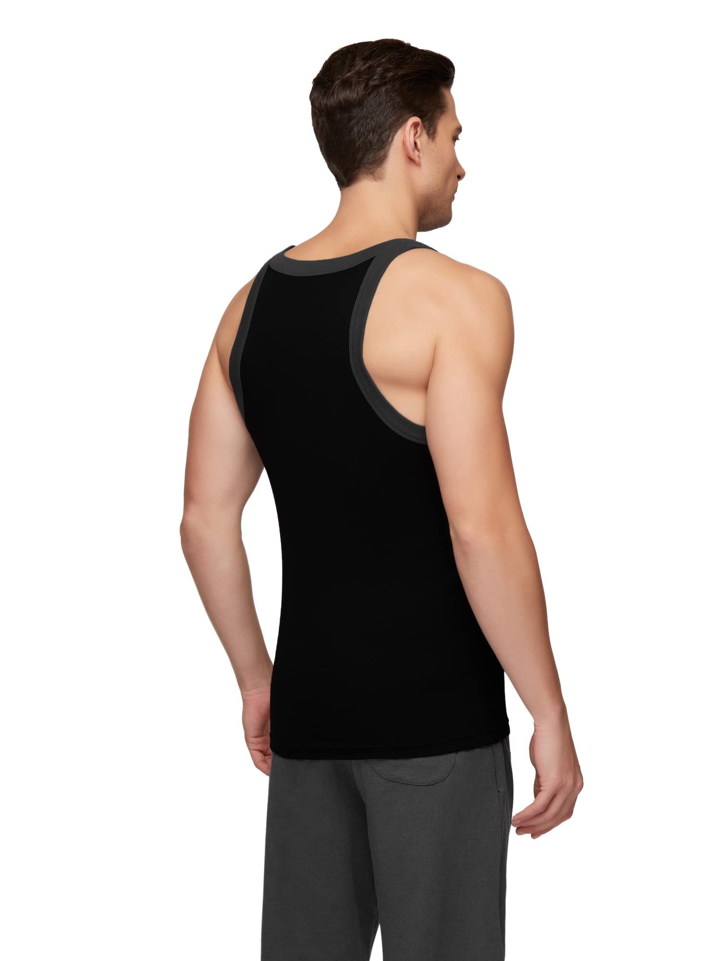 XYXX Mens Super Combed Cotton Square Neck Knitted Vest - High Moisture Absorbing Innerwear for Men with Anti-Bacterial Silver F