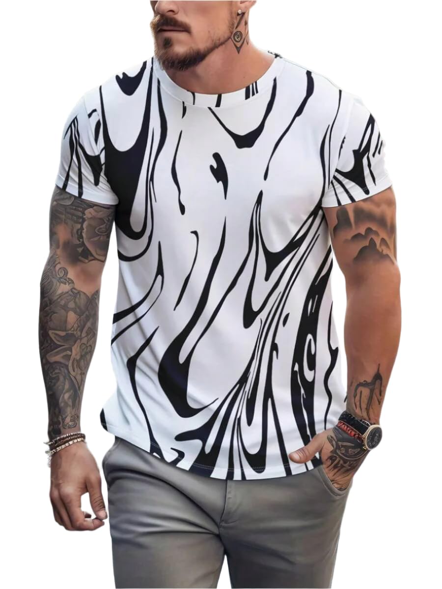 Thalasi Men 100% Cotton Aesthetic Oversized T Shirt For Men - All Over Printed,Loose Fit Round Neck Half Sleeve Oversize Fit Tee