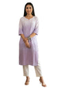 Aurelia Women's Lavender Ombre Yarn Dyed Rayon Straight Kurta - (A16452-706375-S)