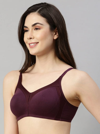 Enamor AB75 M-Frame JIggle Control Full Support Supima Cotton Bra - Non-Padded, Wirefree & Full Coverage