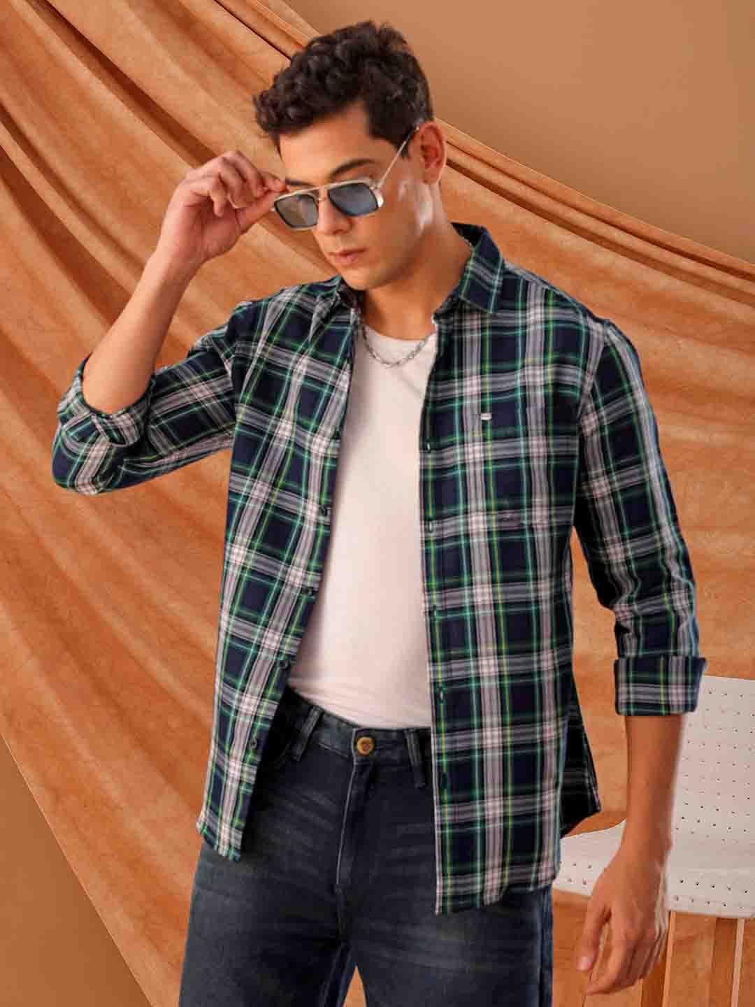 The Indian Garage Co Mens Slim Fit Shirt (1223-SHCHYD-10-01_Blue