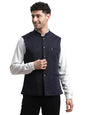 Turtle Men Poly Rayon Spandex Blue Nehru Jacket