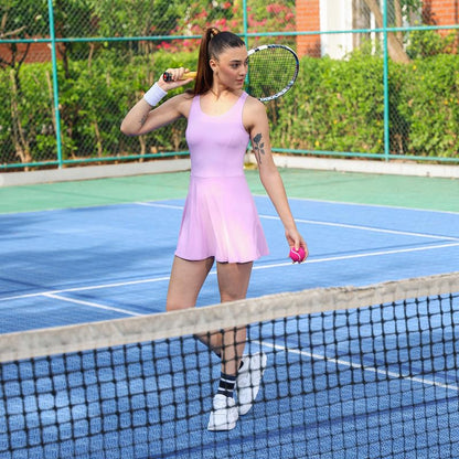 Blissclub The Do-It-All Dress | Inbuilt Shorts With Pocket | Mesh Panel | Back Opening | Silicon Lining Shorts