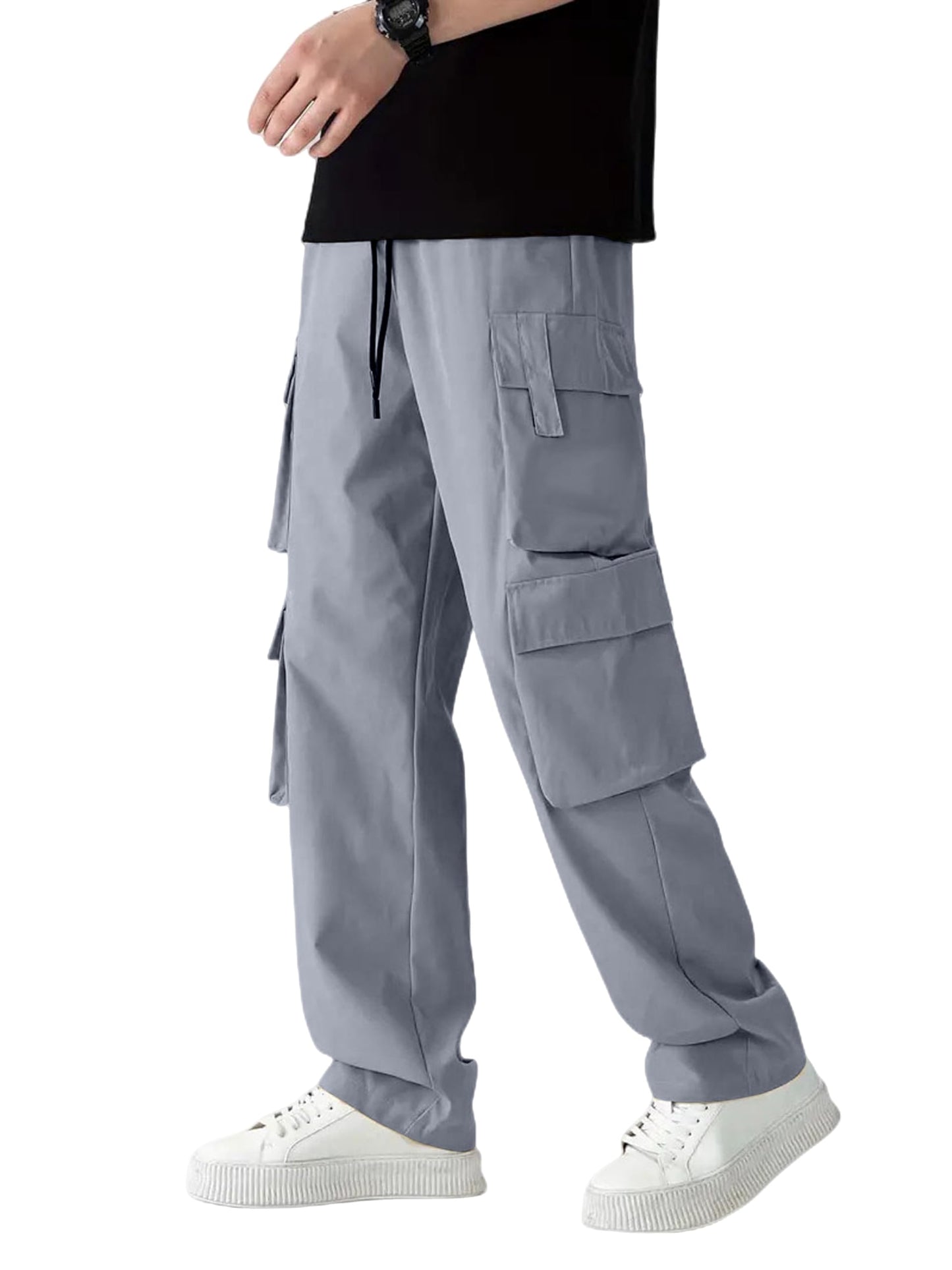 Indoprimo Regular Casual Pants (Denver-Cargo Men_Grey