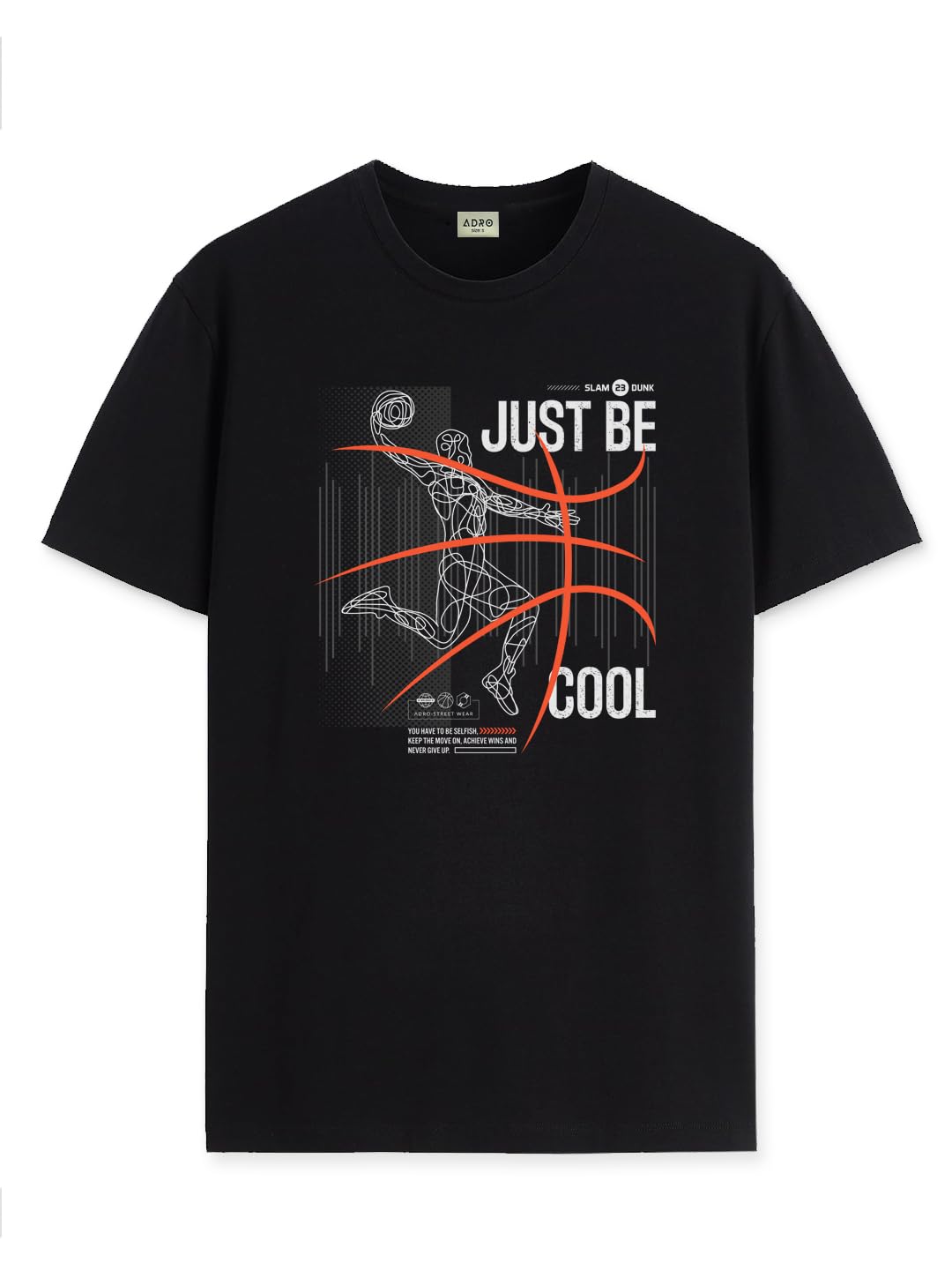 ADRO Men's Graphic Printed 100% Cotton T-Shirt - Regular Fit, Printed T-Shirts for Men (RN24-BCL-BL_Black)
