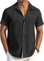 CB-COLEBROOK Mens Casual Button Down Soft Linen Shirts Short Sleeve Textured Summer Beach Shirts for Men (in, Alpha, L, Regular