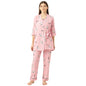 Sweet Dreams Women Printed Rayon 3 Piece Pyjama Set Peach
