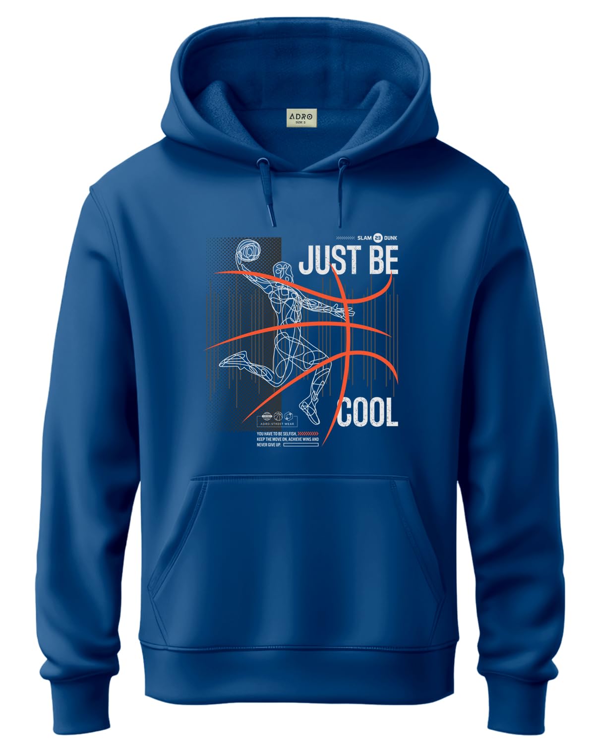 ADRO Basketball Design Hoodie for Men, 320 GSM Soft Cotton Hoodies, Long Lasting Printed Hoodie | Mens Hoodies | Sweatshirt for