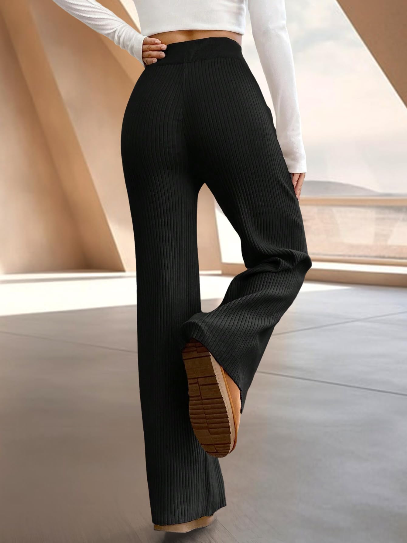 Tee Projekt Regular Fit Trousers for Women| Korean Trousers for Women Black-Grey
