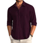 Deelmo MenS Button Down Dress Shirts Textured Long Sleeve Casual Hawaiian Beach Shirt Purple