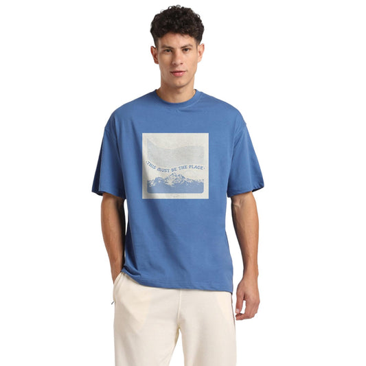 Nobero MenS Solid Oversized Fit T-Shirt (1M-Twrt-C0731_Marine