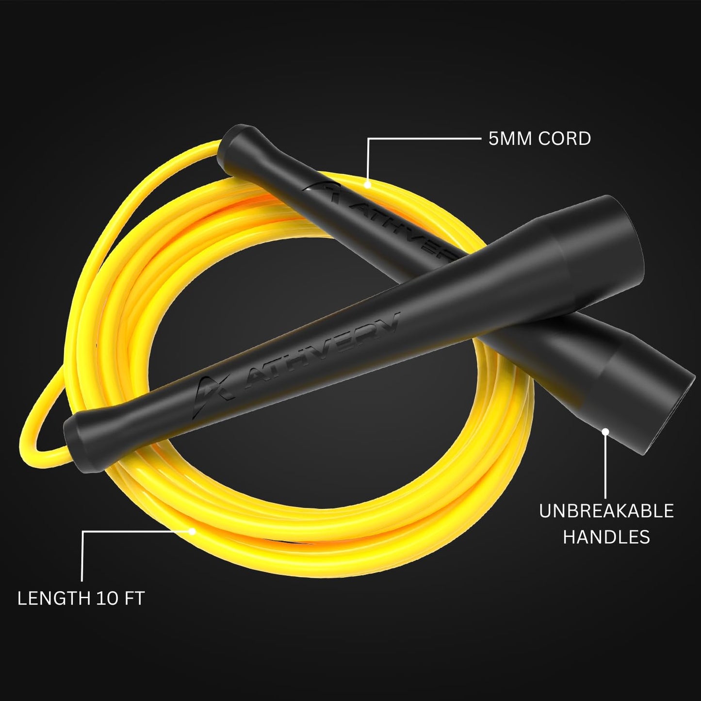 ATHVERV Pro Boxer Jump Rope - Speed Skipping Rope for Boxing Workout, Yellow, PVC Material