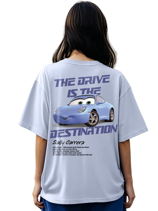 Bewakoof Official Disney Merchandise Cars Women Graphic Print Oversized Fit Half Sleeve Round Neck Cotton Jersey T-Shirt_654715_