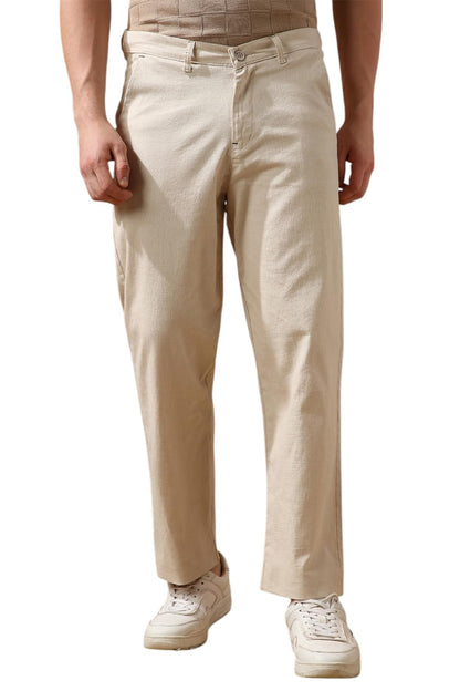 Dennis Lingo Men Beige Solid Relaxed fit Trousers