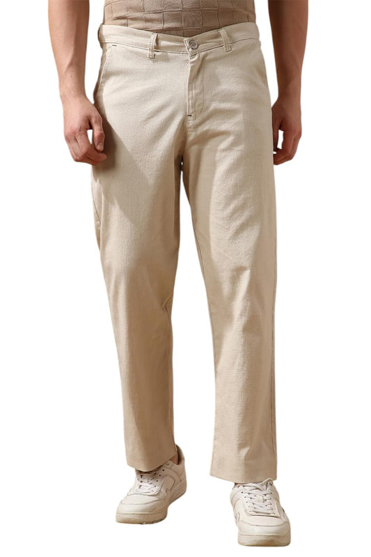 Dennis Lingo Men Beige Solid Relaxed fit Trousers