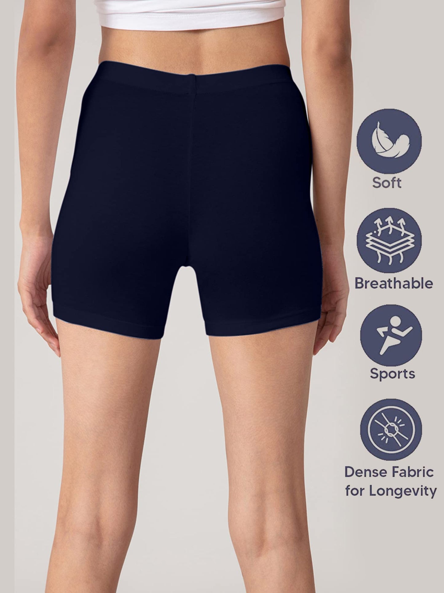 Nykd (Nyp083 Po2 Cotton Stretchable Cycling Shorts For Women | High Waist Shorties With Full Coverage & Concealed Waistband | Id