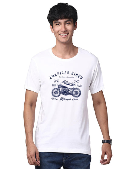 ADRO Men's Regular Fit T-Shirt (RNR-M-AME-WH)
