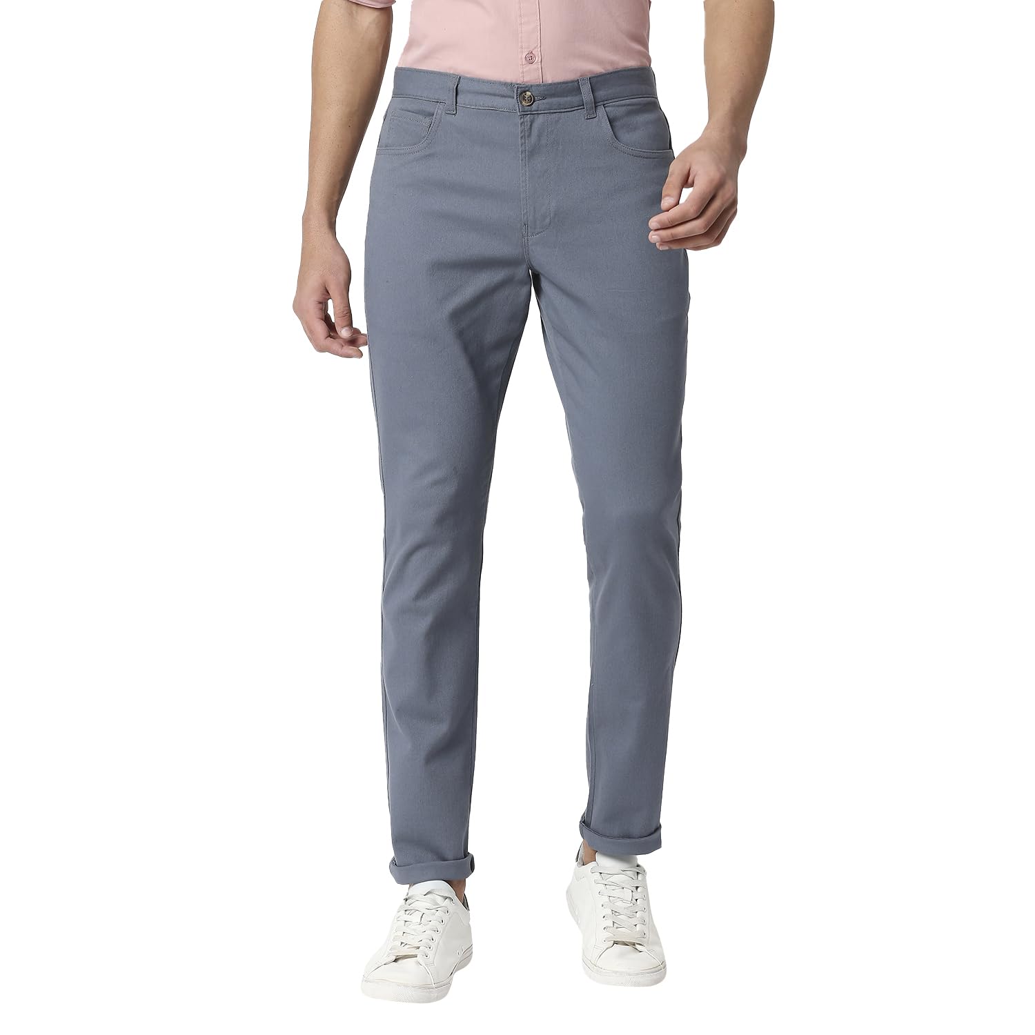 Thomas Scott Mens Solid Regular Fit Trouser Denim Blue