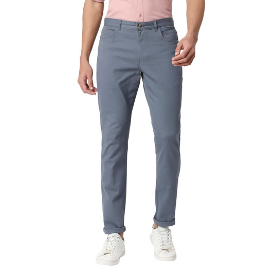 Thomas Scott Mens Solid Regular Fit Trouser Denim Blue