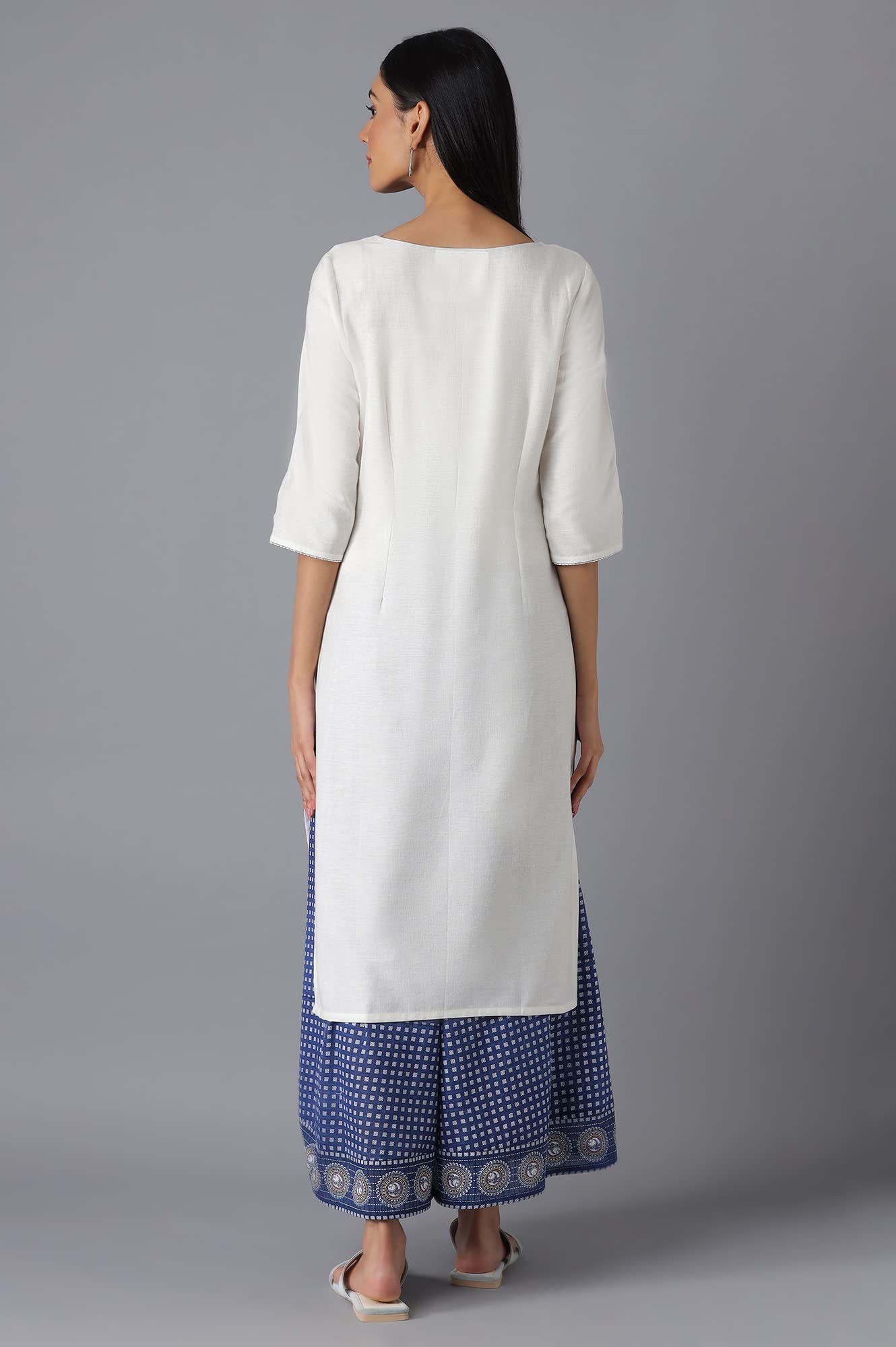 Aurelia Printed Round Neck Viscose Womens Calf Length Kurta (S22FEA12929A-P)