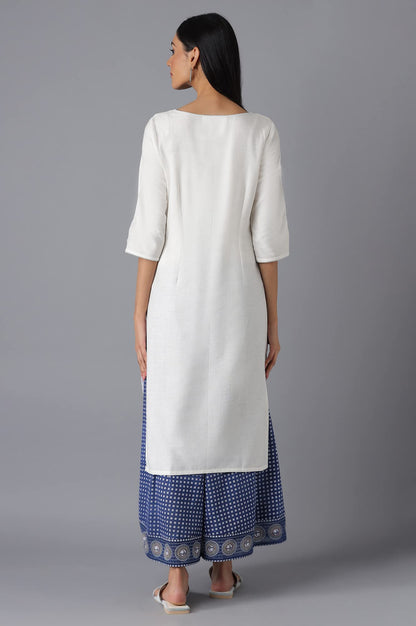 Aurelia Printed Round Neck Viscose Womens Calf Length Kurta (S22FEA12929A-P)