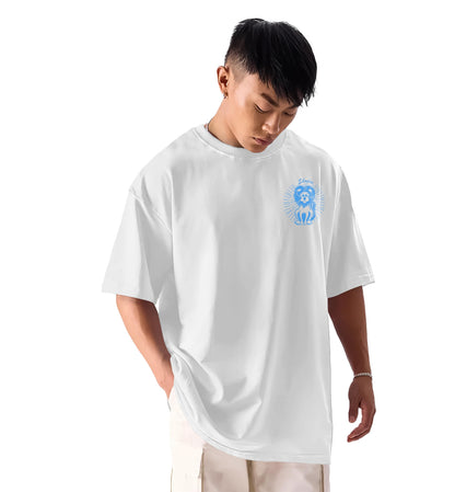 SHODOX 100% Cotton Oversized Fit Half Sleeve Tshirt for Men - Drop Shoulder Front & Back Printed T-Shirt for Mens (Pack of 1)