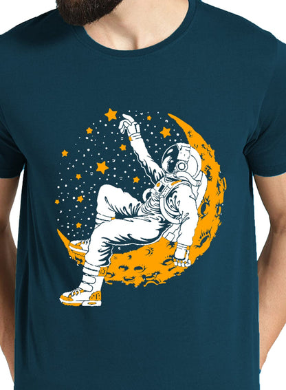 ADRO Astronaut Graphic Design Mens Printed T-Shirts (RNR-M-Moon)