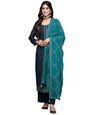 Libas Womens Embroidered Georgette Straight Kurta With Trousers And Dupatta