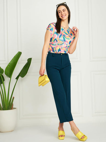 Modeve Women Multicolor V Neck Top For Summer