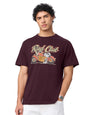 The Souled Store Peanuts: Rad Club Men and Boys Short Sleeves Round Neck Burgundy Graphic Printed Cotton Regular Fit T-Shirts