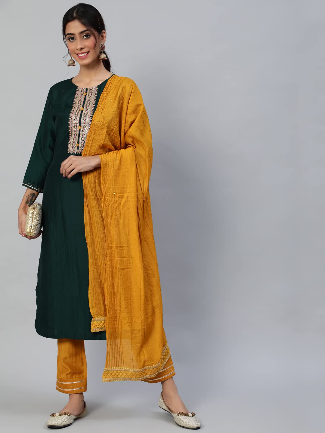 anubhutee Women's Viscose Rayon Straight Kurta Trousers With Dupatta | Pack Of 1