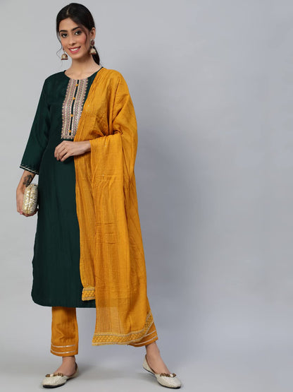 anubhutee Women's Viscose Rayon Straight Kurta Trousers With Dupatta | Pack Of 1