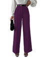 Shasmi Womens Solid Wine Color High Waist, Wide Straight-Leg Loose Fit, Front Button Closure, Simple Daily Casual Long Pants wi