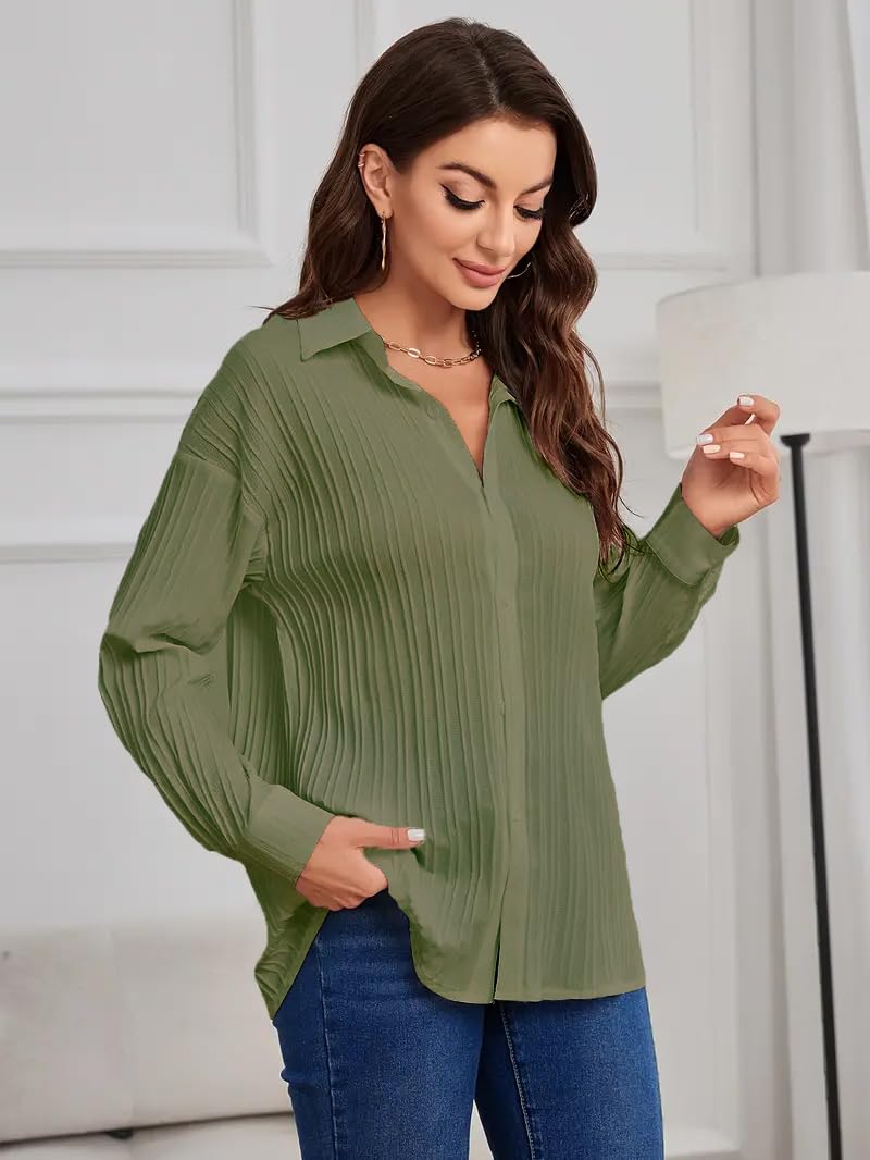 CB-COLEBROOK Oversized Textured Beach Summer Shirt for Women | Shirts for Womens Stylish Western | Long Shirt Top | Casual Shirt