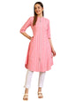 Aurelia Women's Pink Stripe Pure Cotton A-line Kurta (Size: XL)-A15790-701991