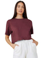 Kotty WomenS Solid Cotton Blend Oversized Crop T-Shirts