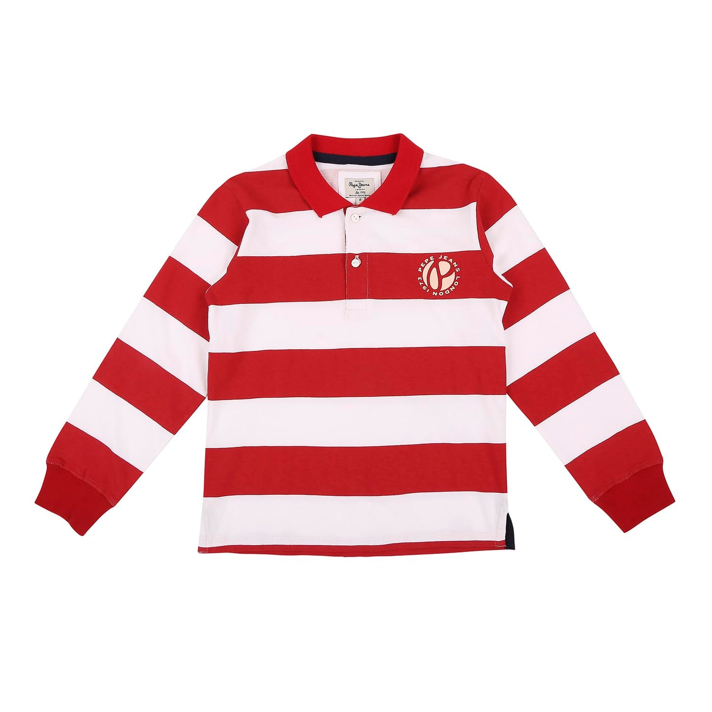 Pepe Jeans Stripes Jersey Polo Boys T-Shirt (Red, 8 To 10 Years)