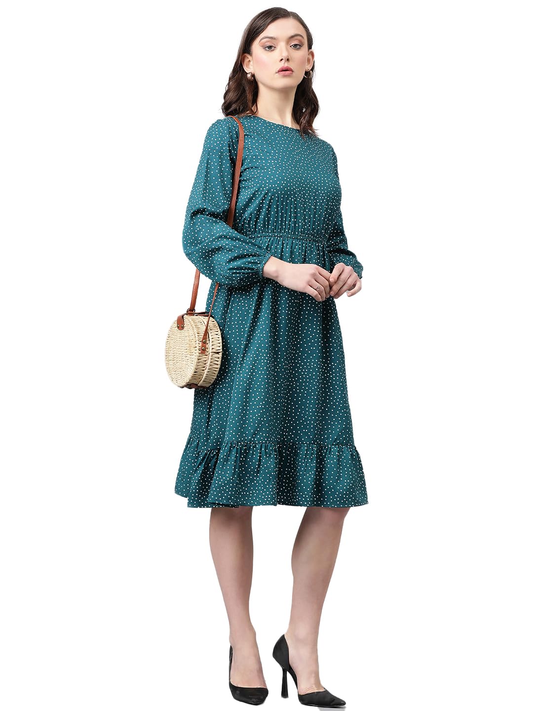 Kotty WomenS Fit And Flare Dark Green Dress