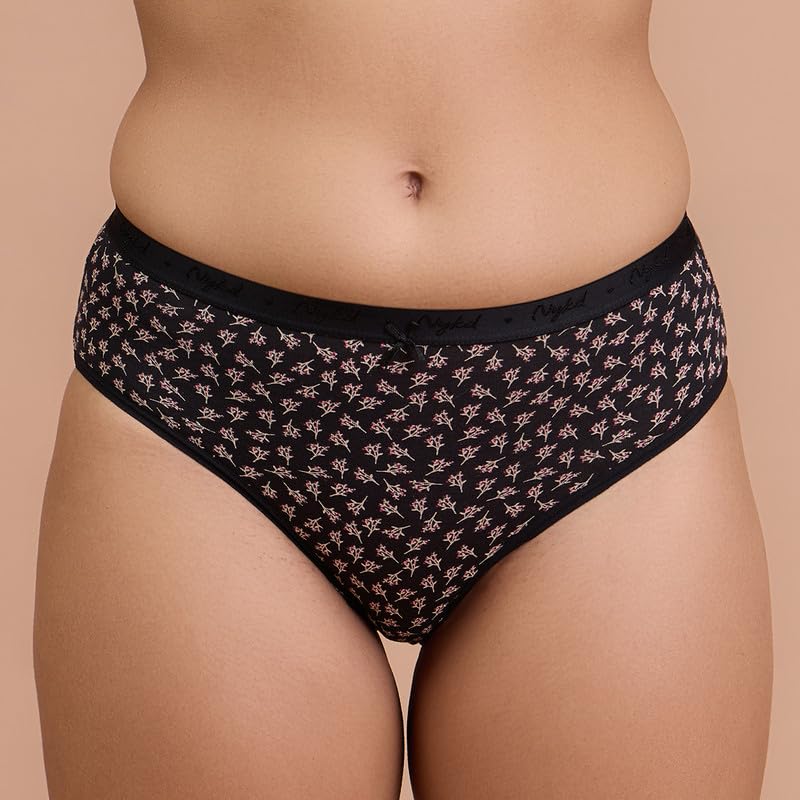 Nykd (NYP391) Breathable Cotton Hipster Panty Set for Women (Pack of 3) |Mid Waist & Medium Coverage Underwear with Anti-odour &