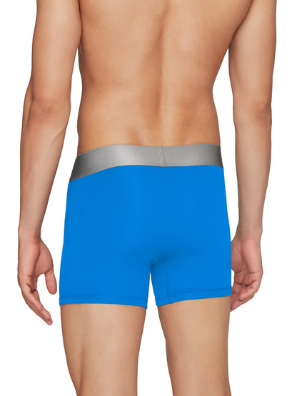 XYXX Mens Underwear Illuminati IntelliSoft Antimicrobial Micro Modal Trunk Pack of 3 (Black Iris & Tango Red ; Black & Steel Gr