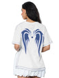 The Souled Store Oversized T-Shirt: 99% Angel Women and Girls Short Sleeves Round Neck White Graphic Printed Cotton Oversized T-