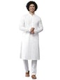 See Designs Cotton Men White Chikankari Embroidered Straight Kurta With Pyjama