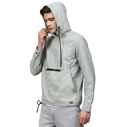 Campus Sutra Men Grey Solid Windcheater Sporty Jacket