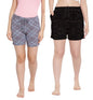 Lyra Pure Cotton Printed Night Shorts For Women (Pack Of 2)