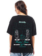 Bewakoof Official Squid Game Merchandise Womens Graphic Print Oversized Fit Half Sleeve Round Neck Cotton T-Shirt_683812_Black_