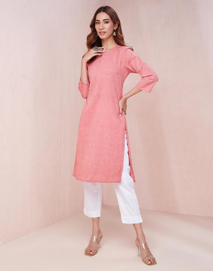 Fabindia WomenS Cotton Solid Slim Kurta (1037273Pink_Pink