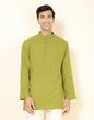 Fabindia Men's Cotton Blend Printed Regular Fit Kurta (1032071LIME_Lime