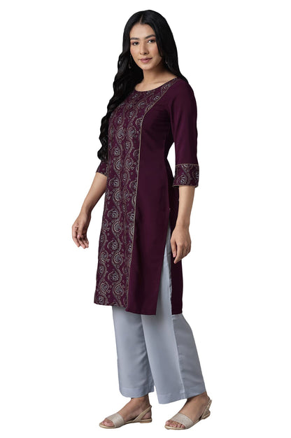 Aurelia Women's Polyester Floral Regular Kurta-Straight Culotte