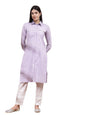 Stylum Women's Woven Striped Cotton Blend Straight Kurta (CLASSYLAVENDER_Lavender)