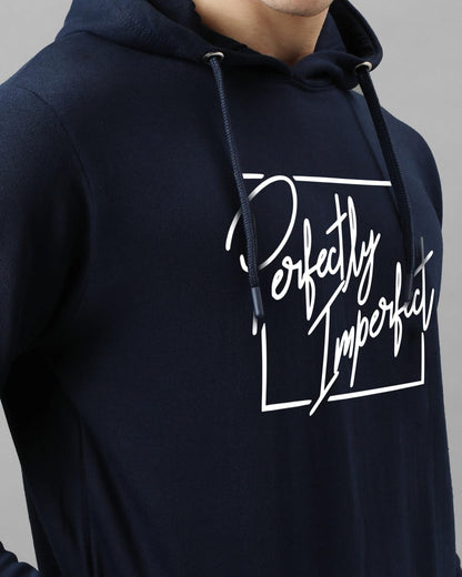 ADRO Mens Cotton Neck Hooded Sweatshirt (H24-FECT-NB_Navy Blue